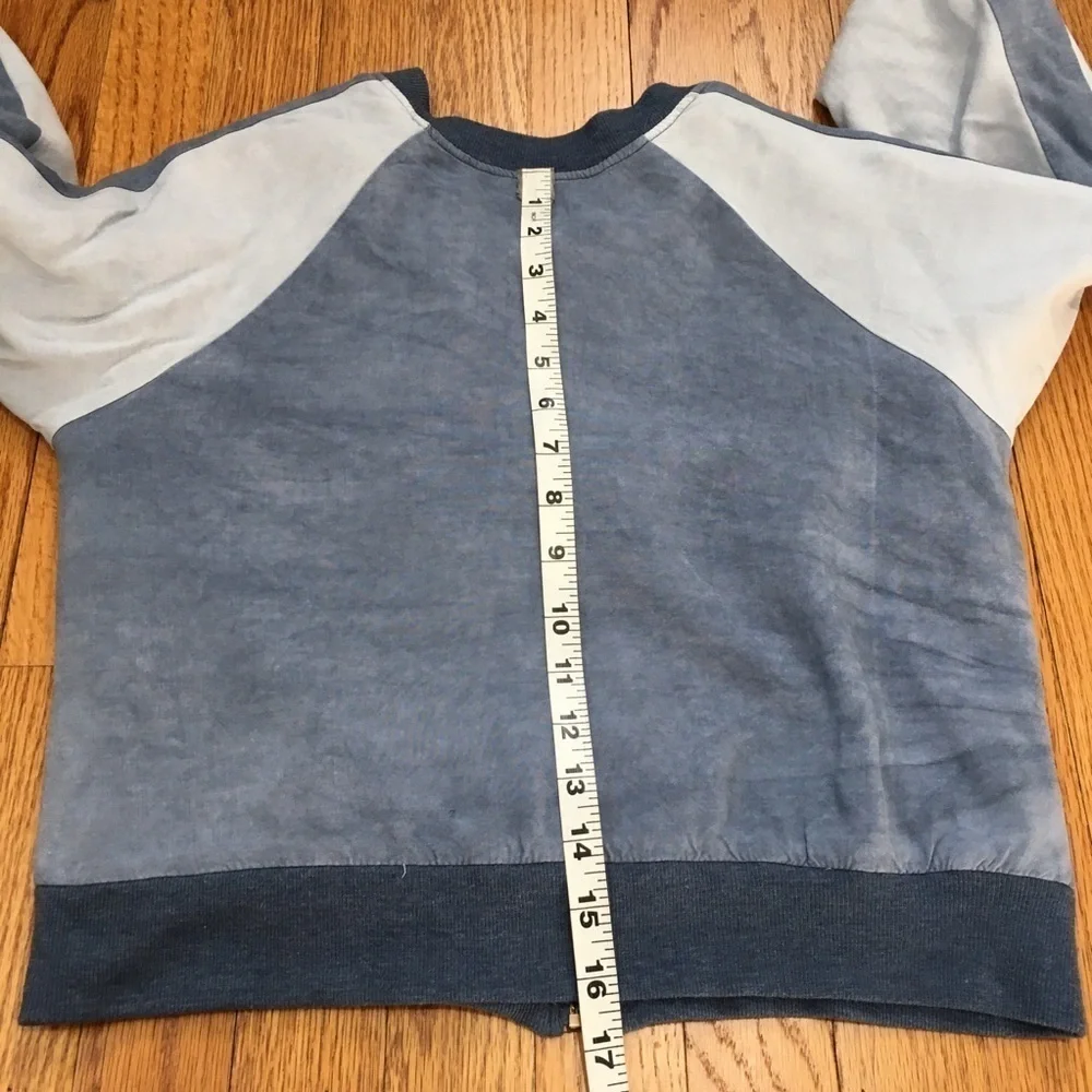 Beautees big girls Y2K embroidered flower blue long sleeve zip up bomber jacket